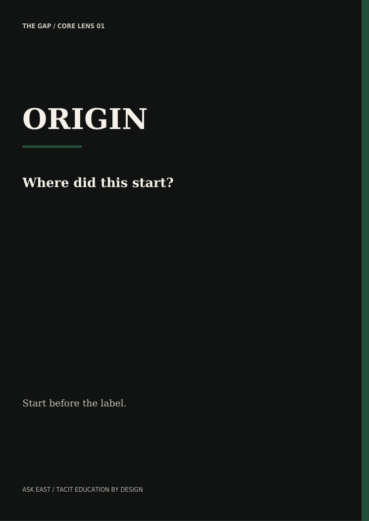 THE GAP Core Lens 01 — Origin